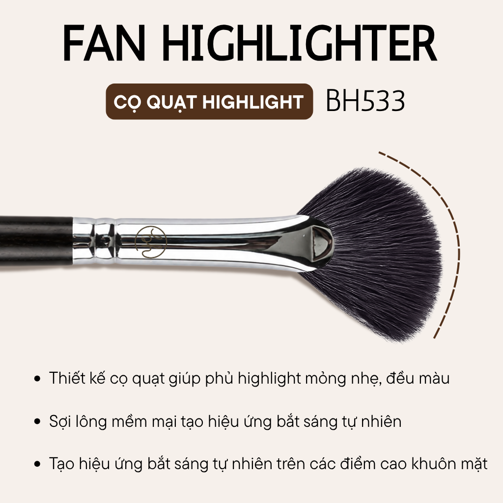 Cọ Quạt Highlight BH Cosmetics Fan Highlighter Brush BH533